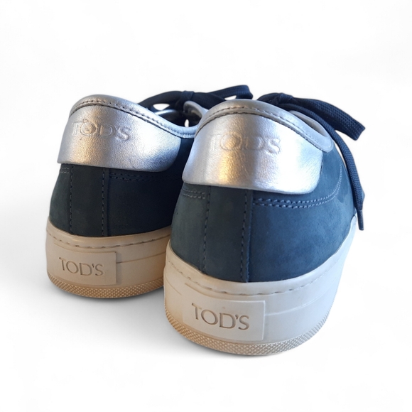 TOD'S Nubuck Blue Silver Sneaker Chunky Platform Leather 41 EU 11 US Womens - Picture 5 of 10